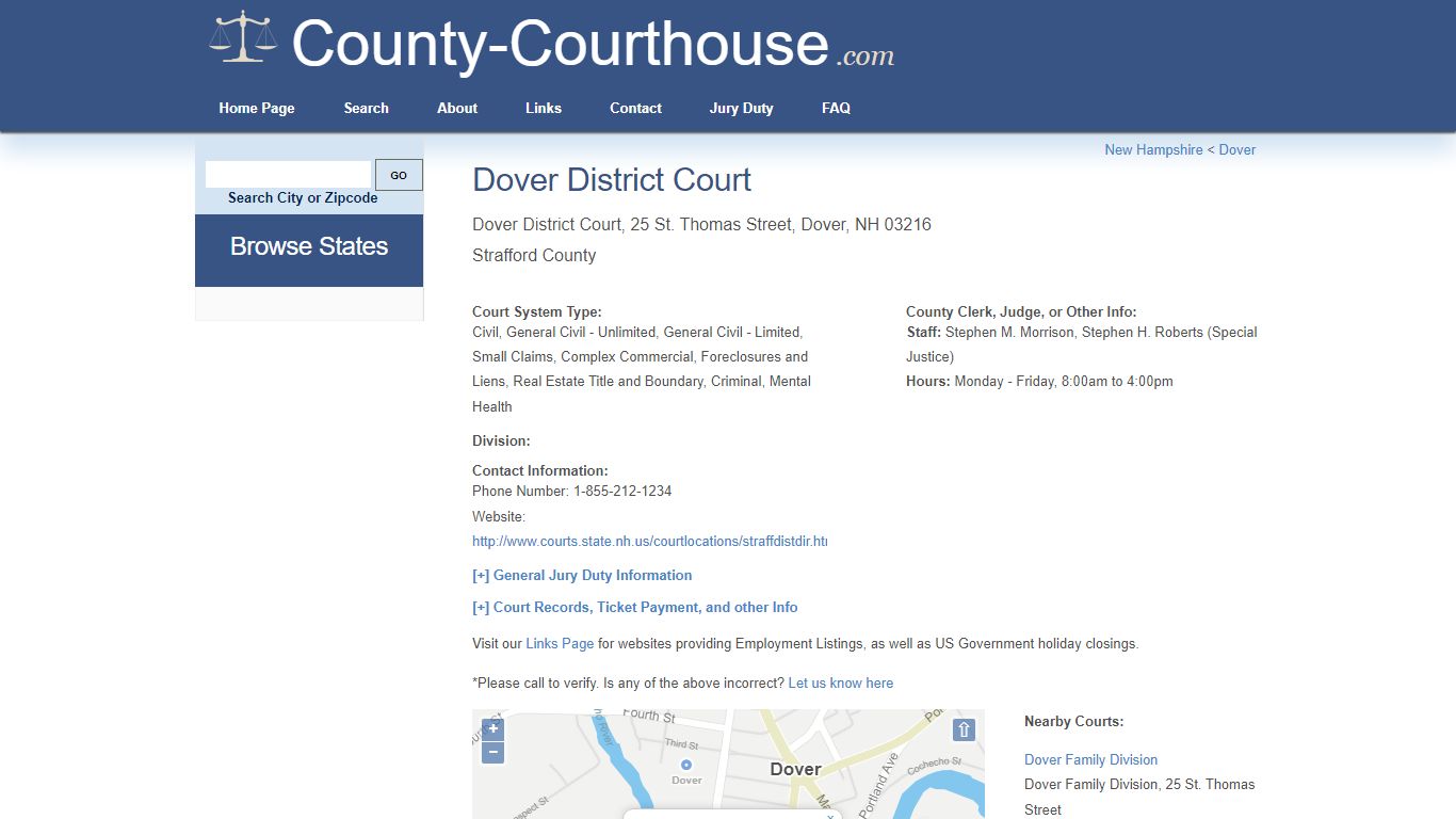 Dover District Court in Dover, NH - Court Information